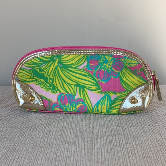 Lilly Pulitzer colorful fabric/leather makeup pouch - Picture 2 of 8